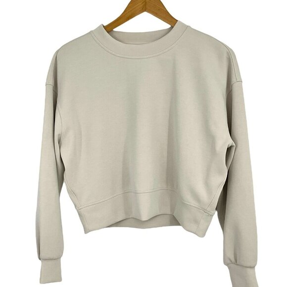 Lululemon Softstreme Perfectly Oversized Cropped Crew Light Vapor Size 2 - Picture 1 of 5